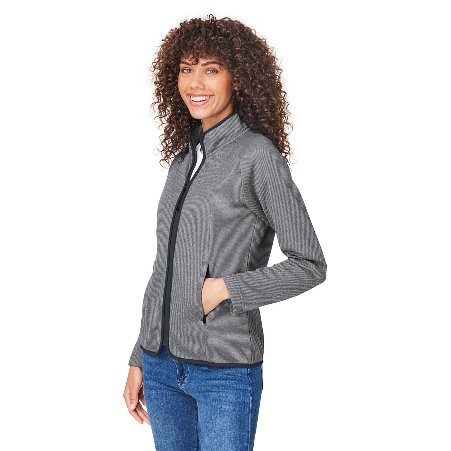 Black/White Jackets - Core 365 - Heathered Stripe Design