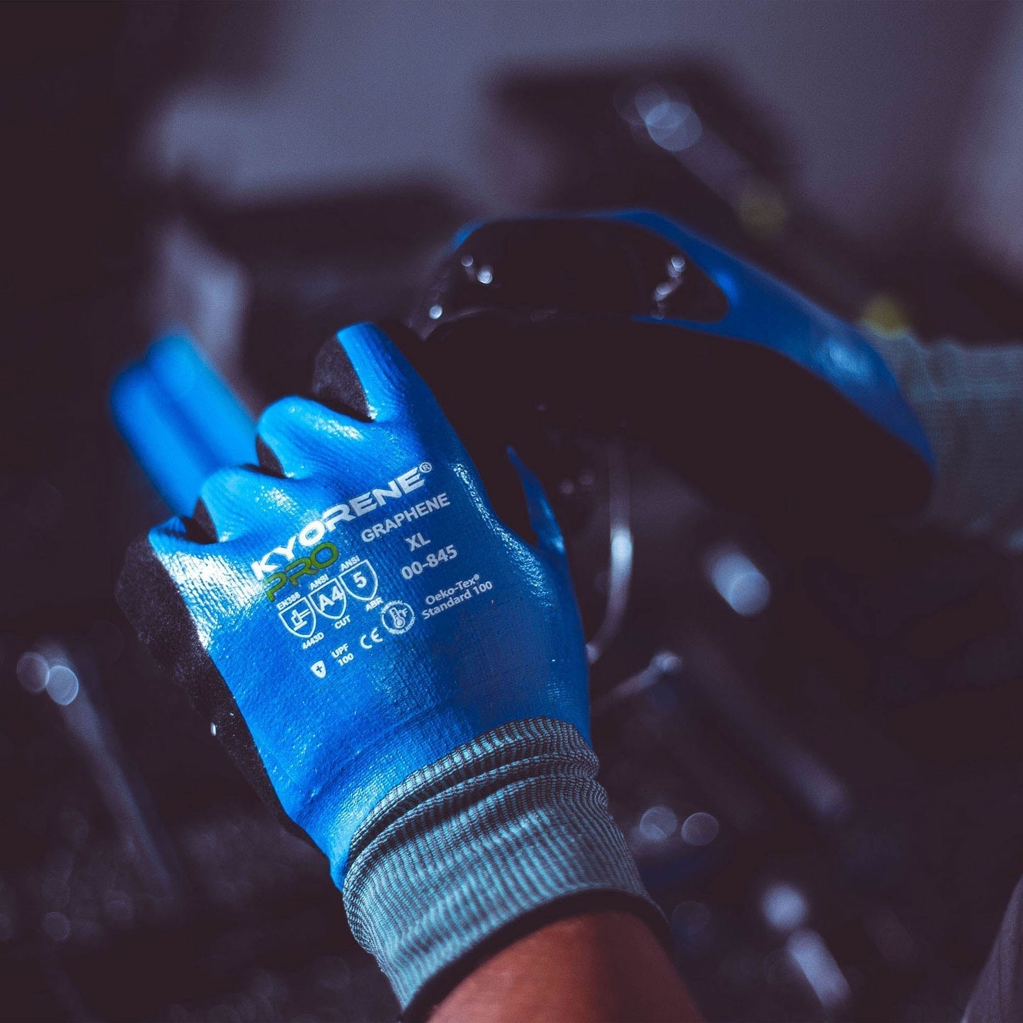 Blue/Gray String Knit Gloves - Armor Guys - Touchscreen Safe