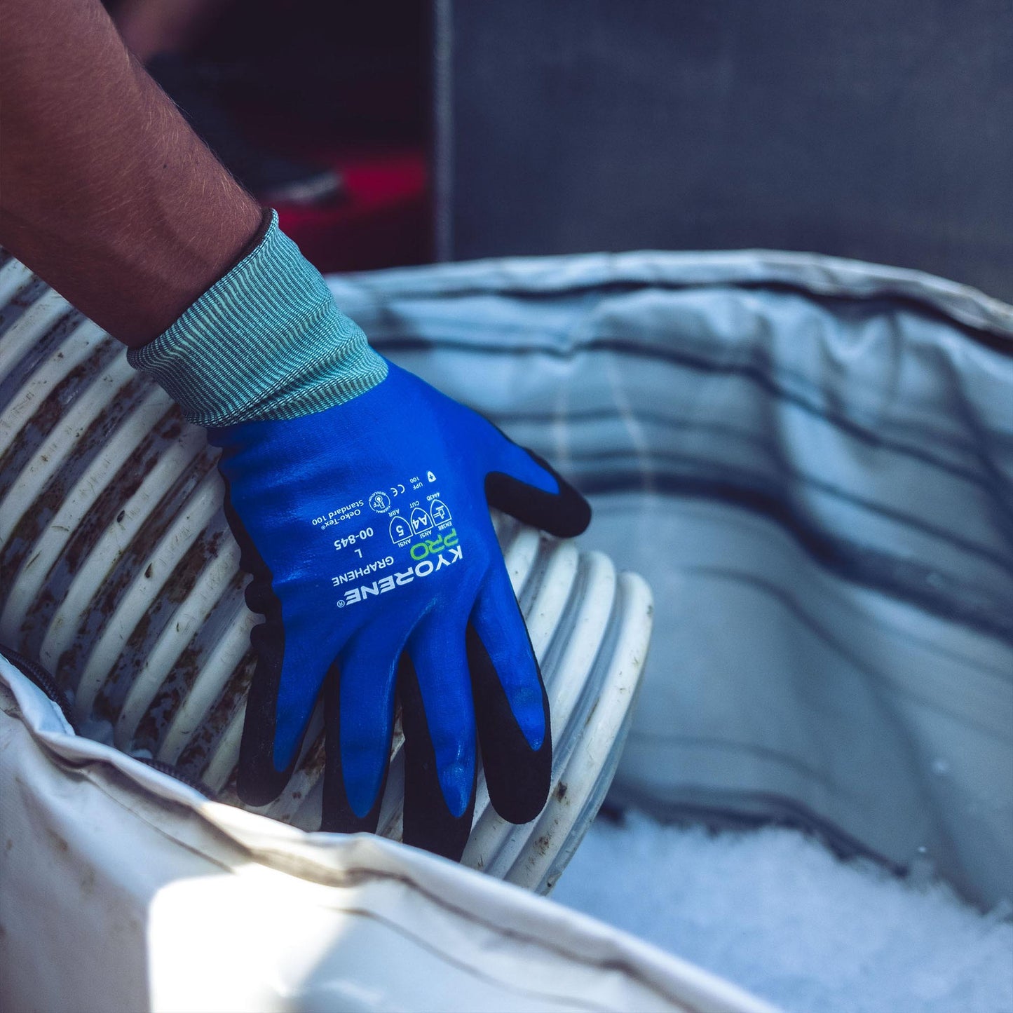 Blue/Gray String Knit Gloves - Armor Guys - Touchscreen Safe