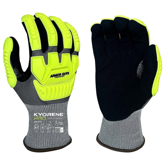 Gray/Yellow String Knit Gloves - Armor Guys - High Visibility