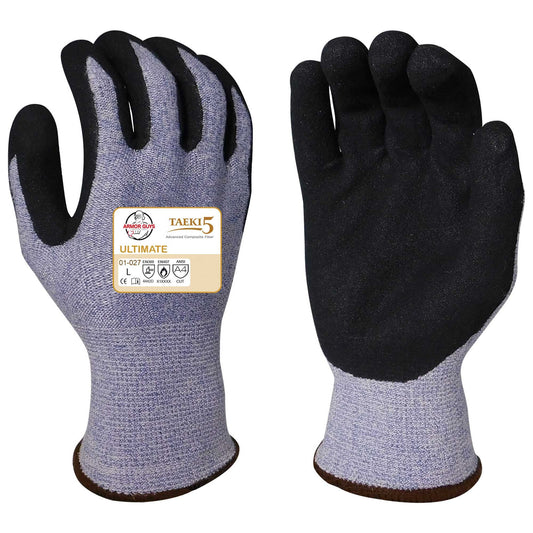 Blue String Knit Gloves | Armor Guys | 01-027N Taeki5 A4 Hct Microfoam Nitrile Palm Coated