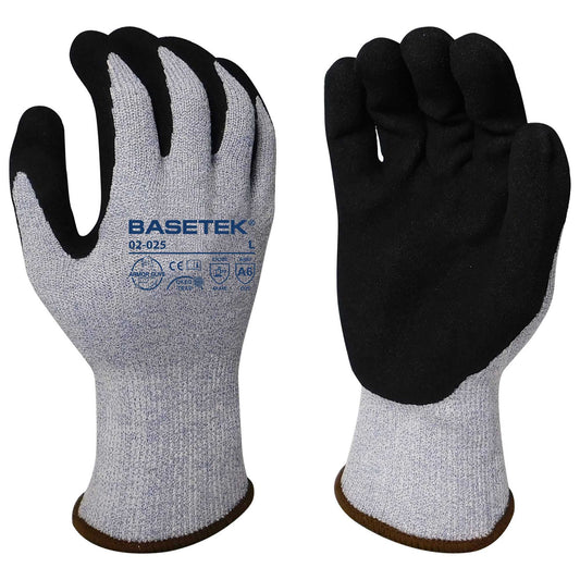 Blue String Knit Gloves | Armor Guys | 02-025 Basetek Hdpe A6 Microfoam Nitrile Coated