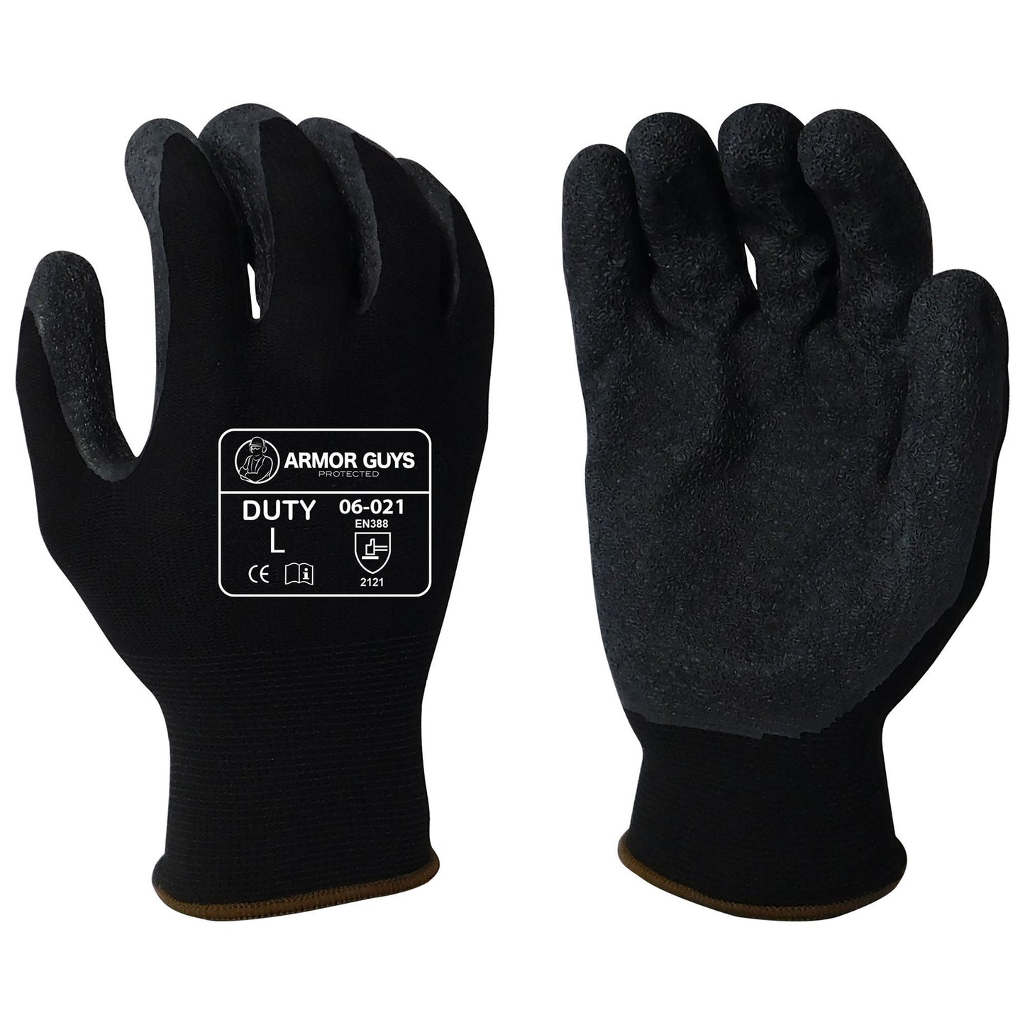 Black String Knit Gloves - Armor Guys - Coated Palm Durable