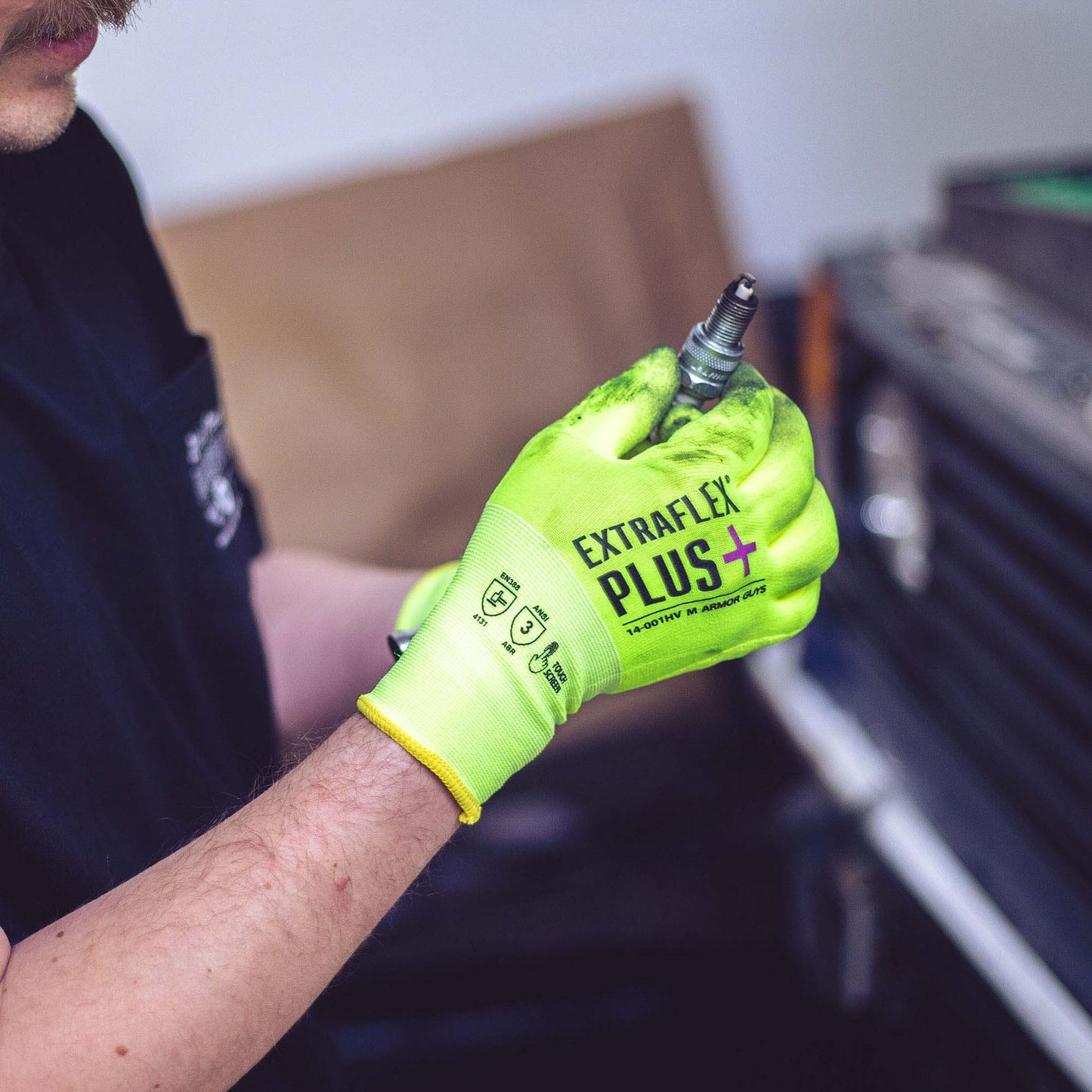 Yellow/Lime Knit Gloves - Armor Guys - Hi-Vis Nitrile