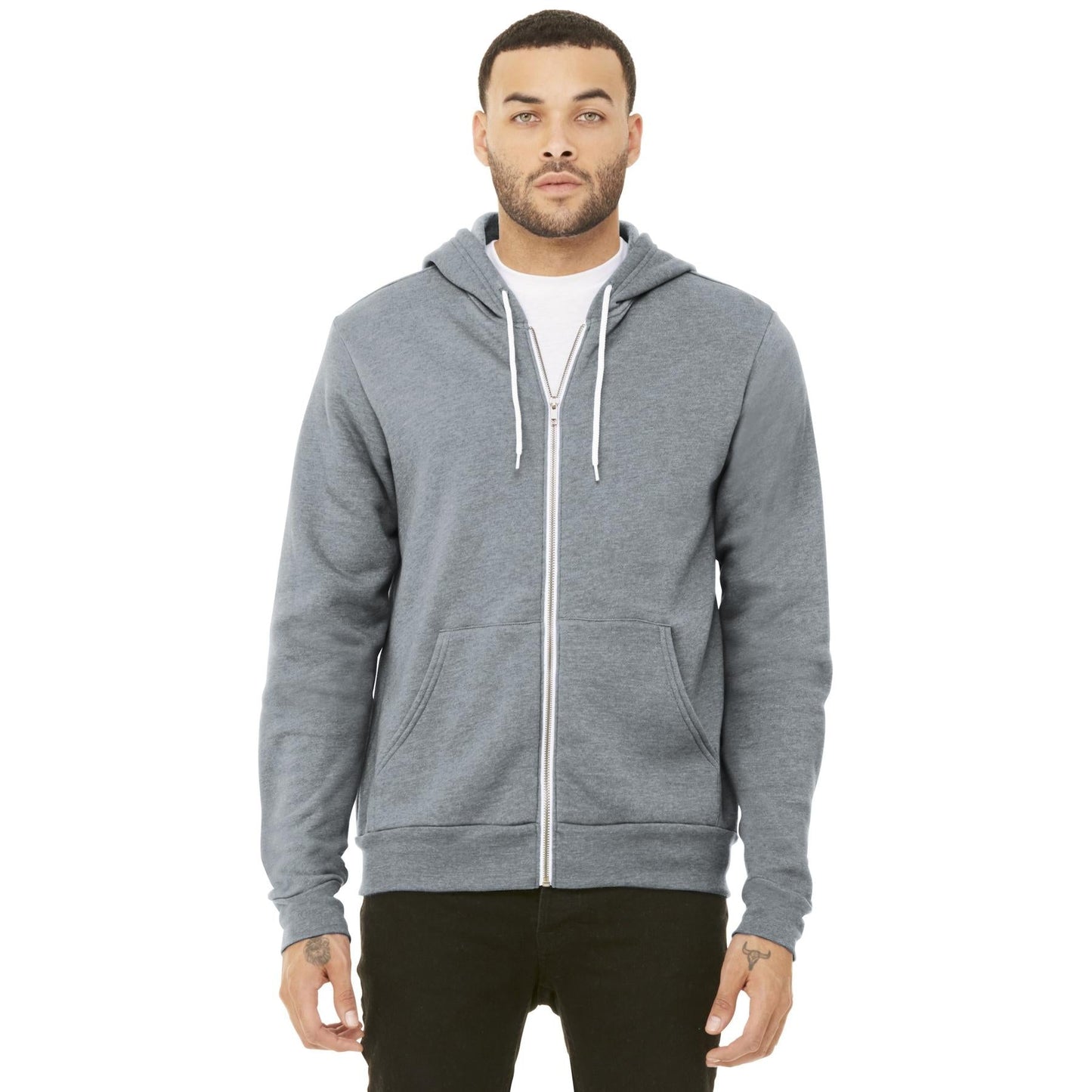 Black Heather Sweatshirt - Bella + Canvas - Full-Zip Fleece
