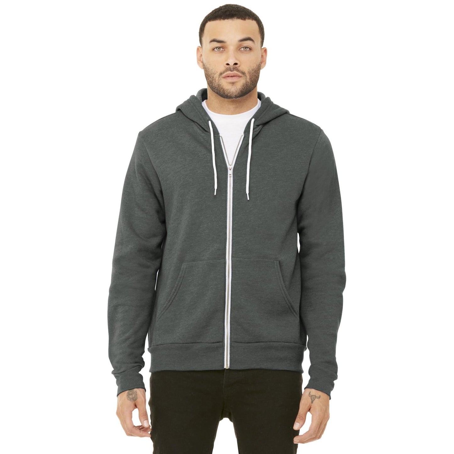 Black Heather Sweatshirt - Bella + Canvas - Full-Zip Fleece