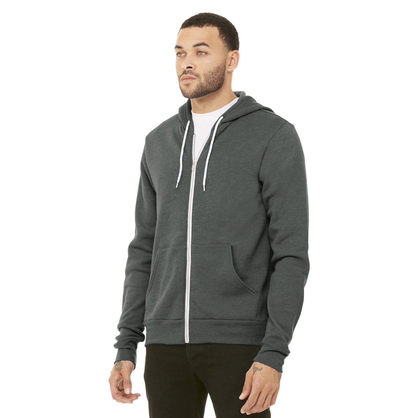 Black Heather Sweatshirt - Bella + Canvas - Full-Zip Fleece