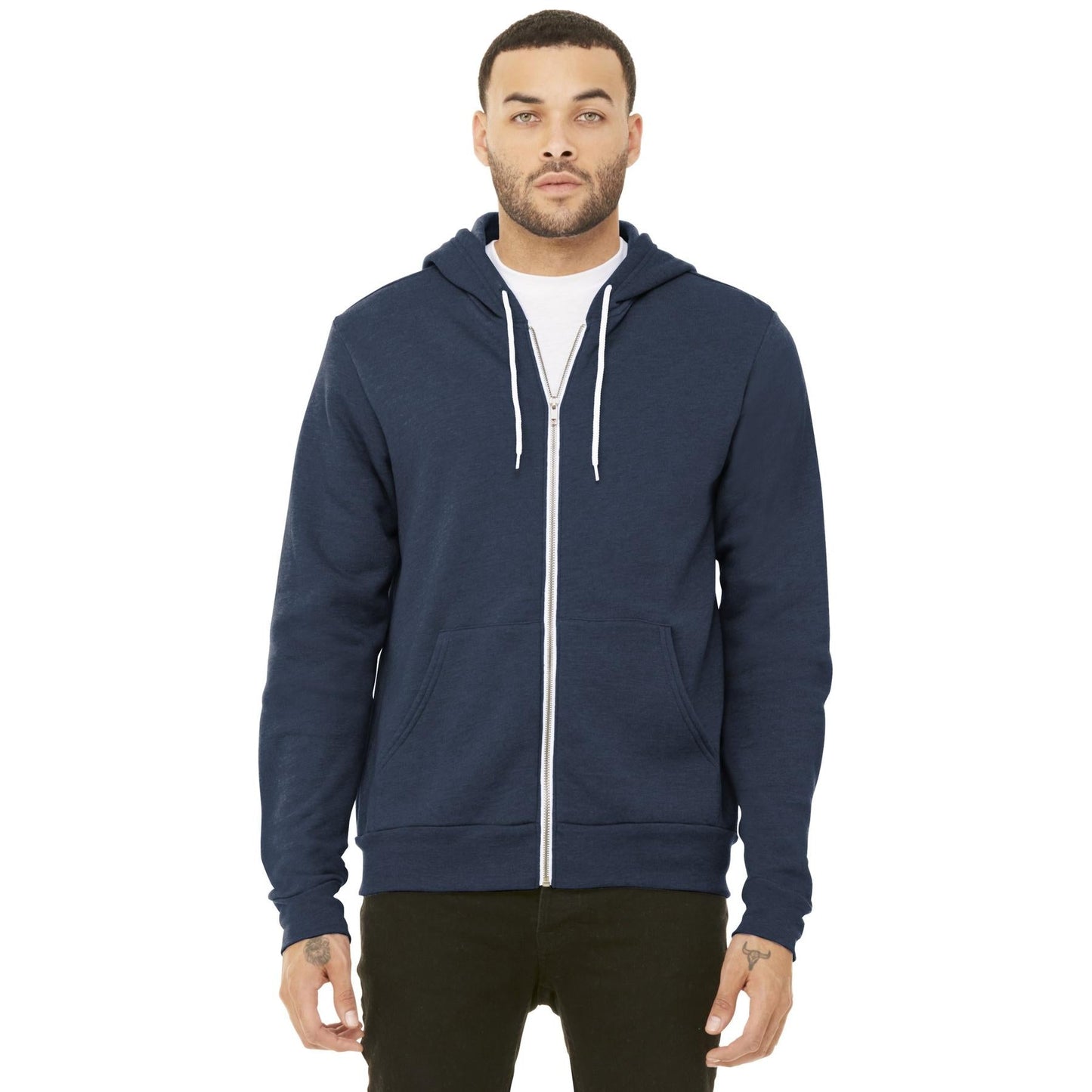 Black Heather Sweatshirt - Bella + Canvas - Full-Zip Fleece