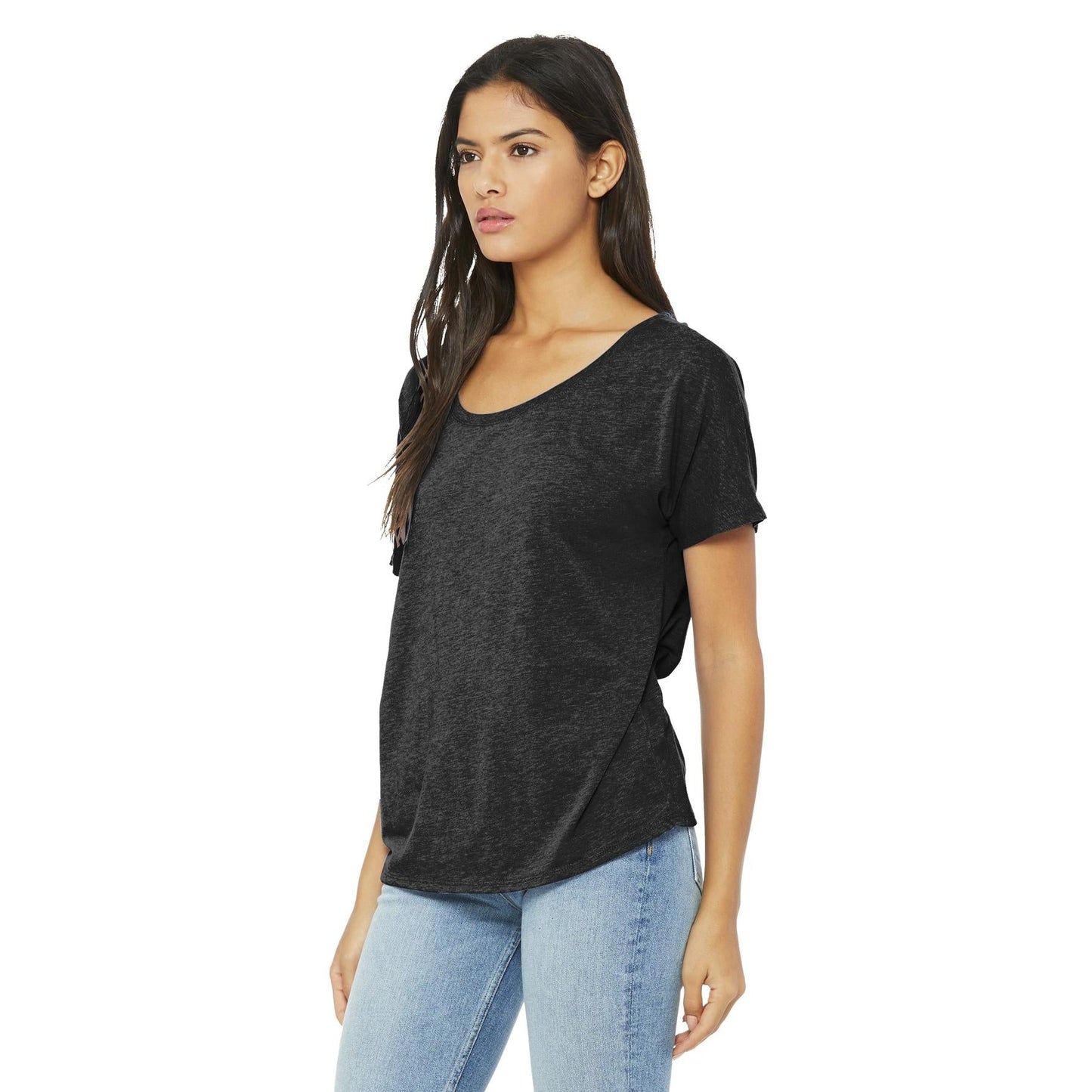 Black Slouchy T-Shirt - Bella + Canvas - Stylish Scoop Neck