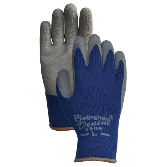 Gray/Blue String Knit Gloves - Bellingham Glove - Durable Grip