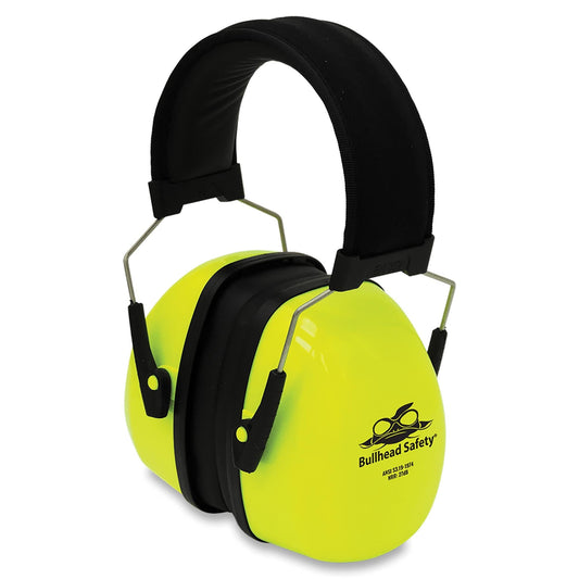 Yellow/Lime Ear Muffs - Bullhead Safety - Padded Comfort