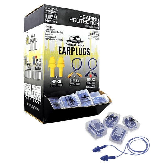 Blue Ear Plugs - Bullhead Safety - Reusable Silicone