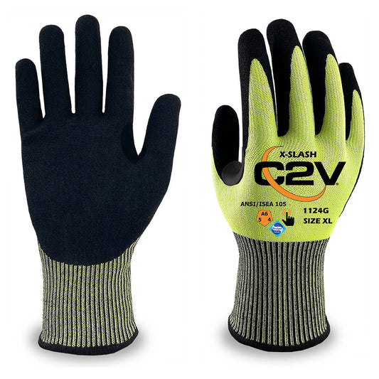 Yellow/Lime Knit Gloves - C2V - Cut Resistant
