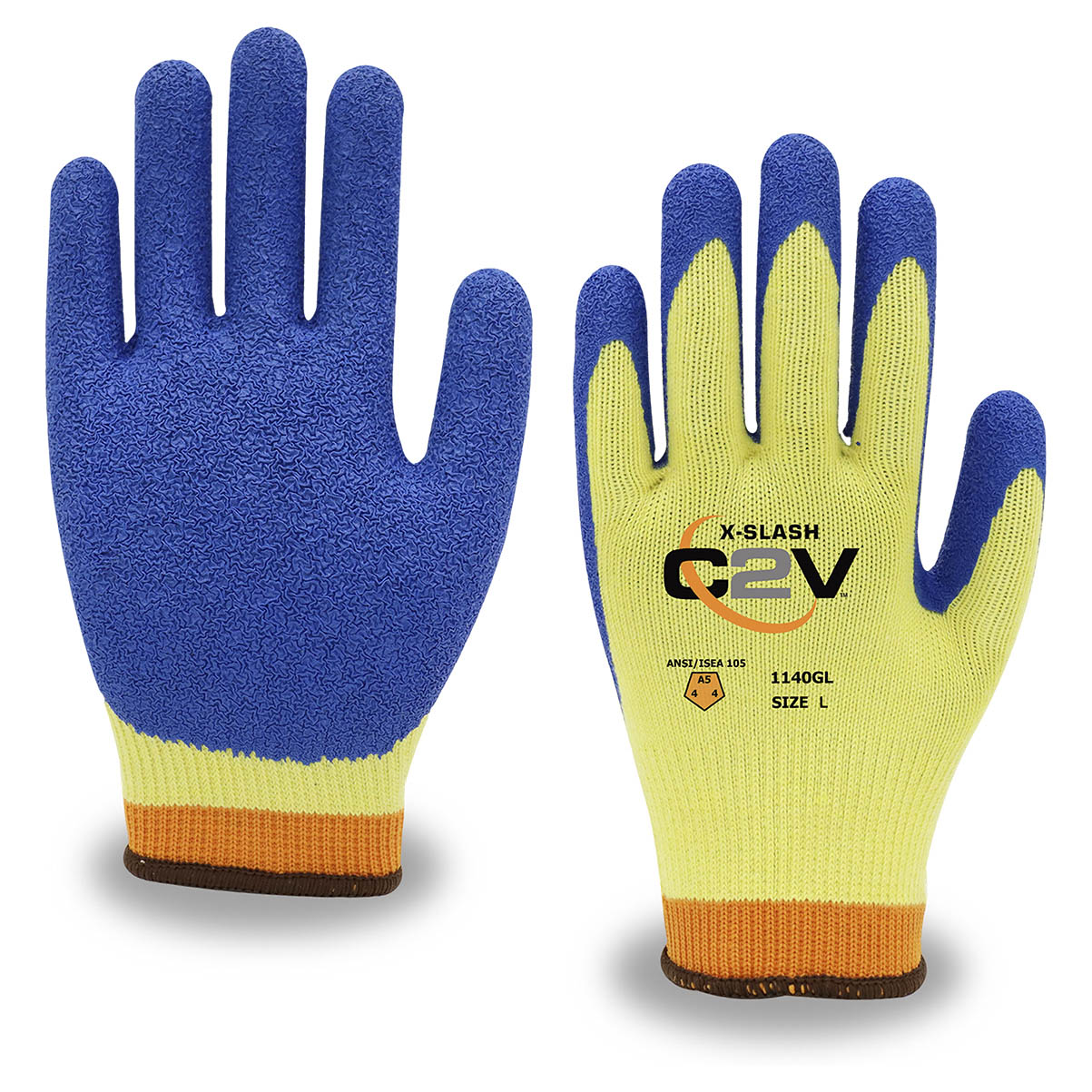 Crinkle Latex Coated Gloves - C2V - High Visibility
