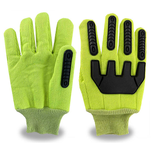Hi-Vis Green Gloves - C2V - Durable Double Palm