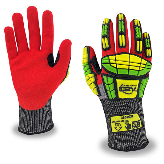 Red Sandy Nitrile Gloves - C2V - Impact Resistant