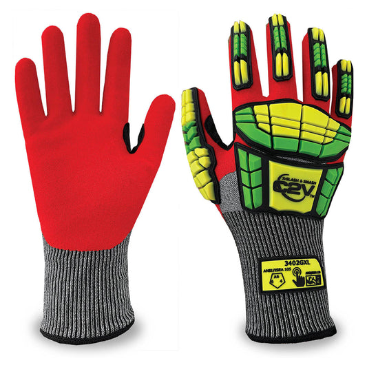 Red Sandy Nitrile Gloves - C2V - Cut Resistant