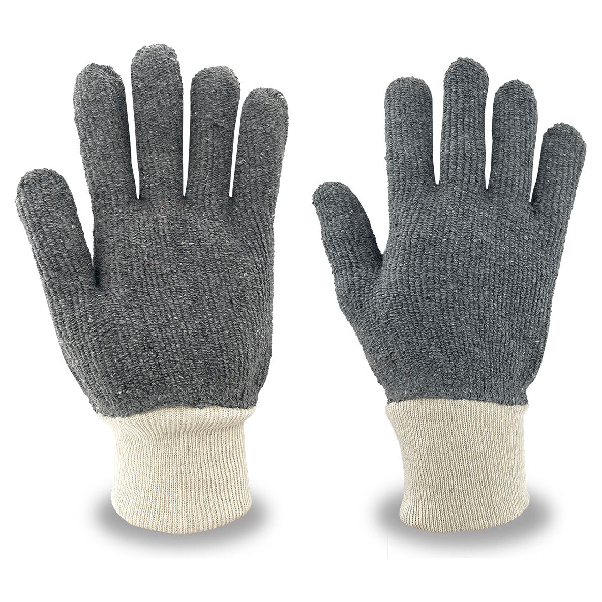 Gray String Knit Gloves - C2V - Terry Cloth Comfort