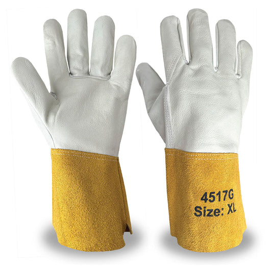White Leather Gloves - C2V - Durable Grain Cowhide