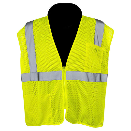 Yellow/Lime Safety Vest - C2V - Mesh Zippered Design
