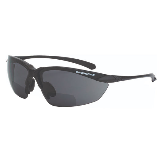 Smoke Bifocal Lens Glasses - CrossFire - Matte Black Frame