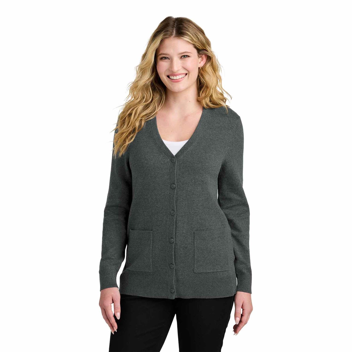 Charcoal Heather Cardigans - Port Authority - Comfortable Care