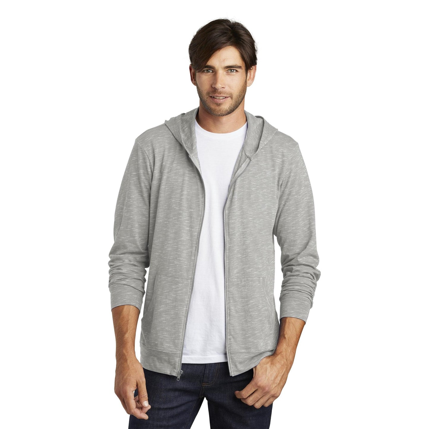 Black Sweatshirt - District - Cozy Full-Zip Hoodie - Stylish Design