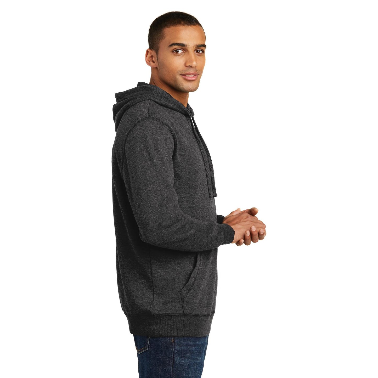 Heathered Black Hoodie - District - Lightweight Fleece
