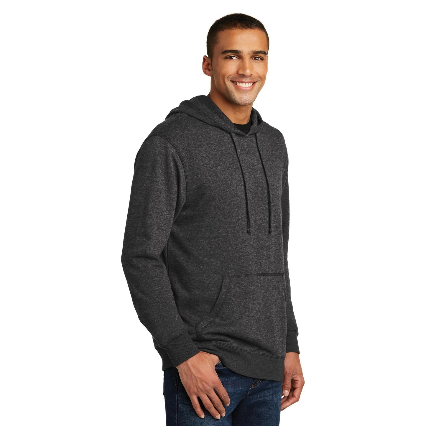 Heathered Black Hoodie - District - Lightweight Fleece