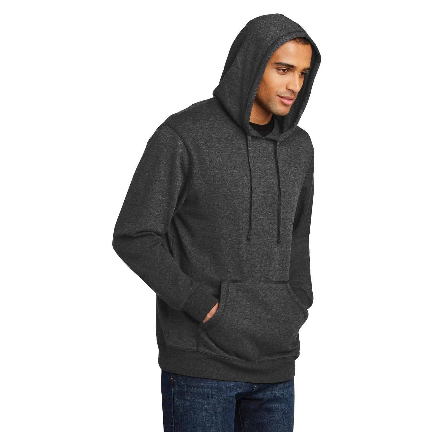 Heathered Black Hoodie - District - Lightweight Fleece