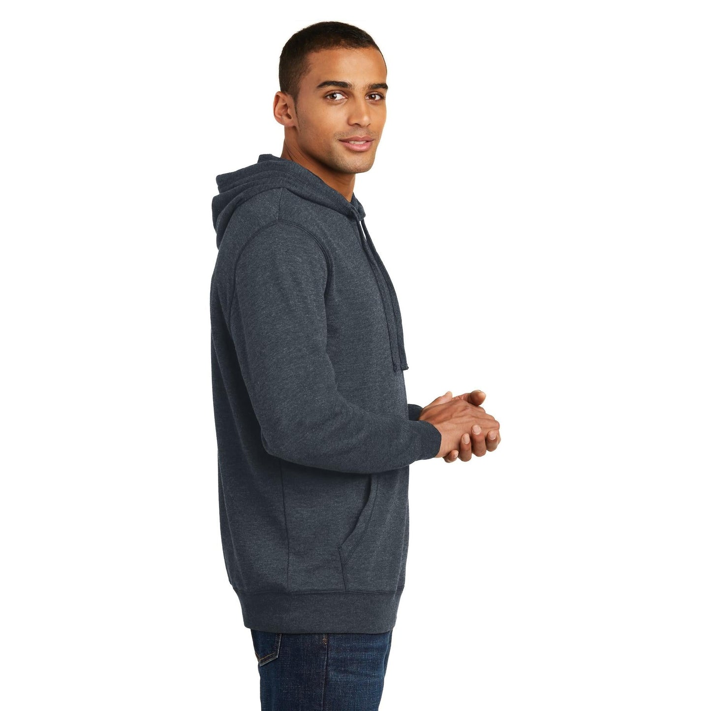 Heathered Black Hoodie - District - Lightweight Fleece