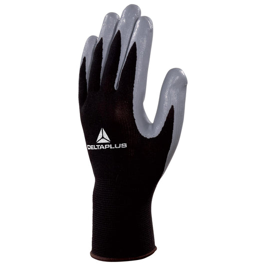 Black String Knit Gloves - Delta Plus - Nitrile Coated