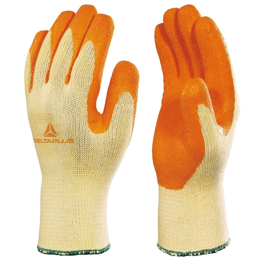 Yellow String Knit Gloves - Delta Plus - Latex Coated