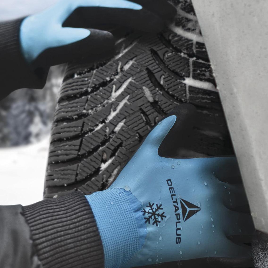 Blue Knit Gloves - Delta Plus - Waterproof Grip