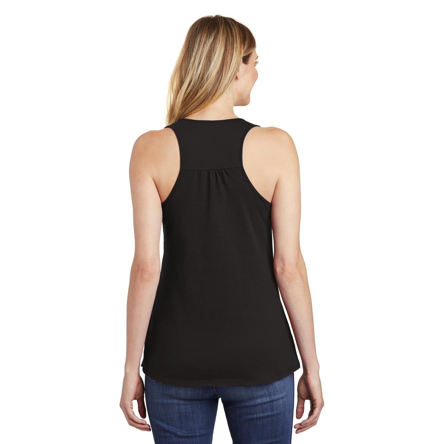 Black Tank Tops - District - Stylish Gathered Back - Cotton Blend