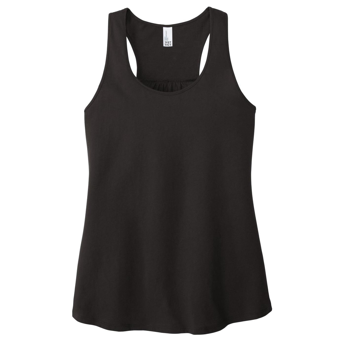 Black Tank Tops - District - Stylish Gathered Back - Cotton Blend