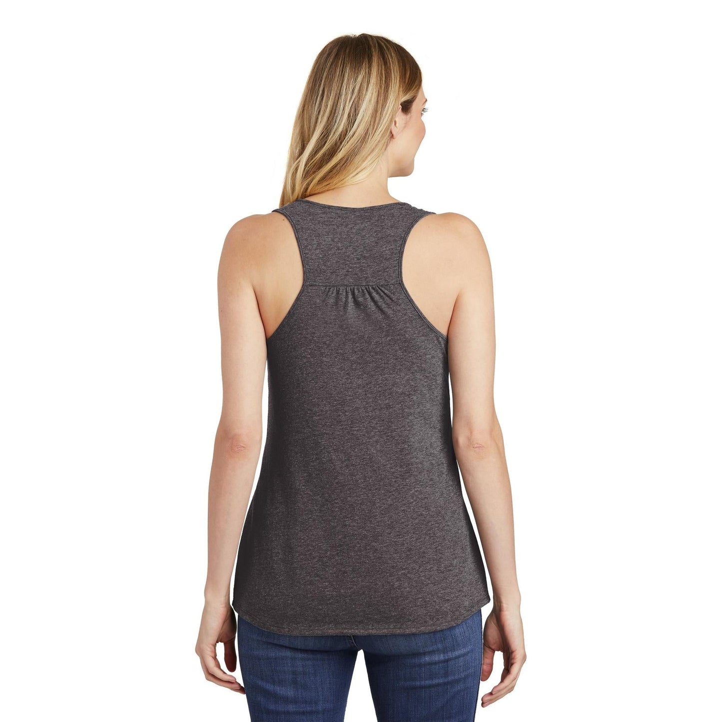 Black Tank Tops - District - Stylish Gathered Back - Cotton Blend