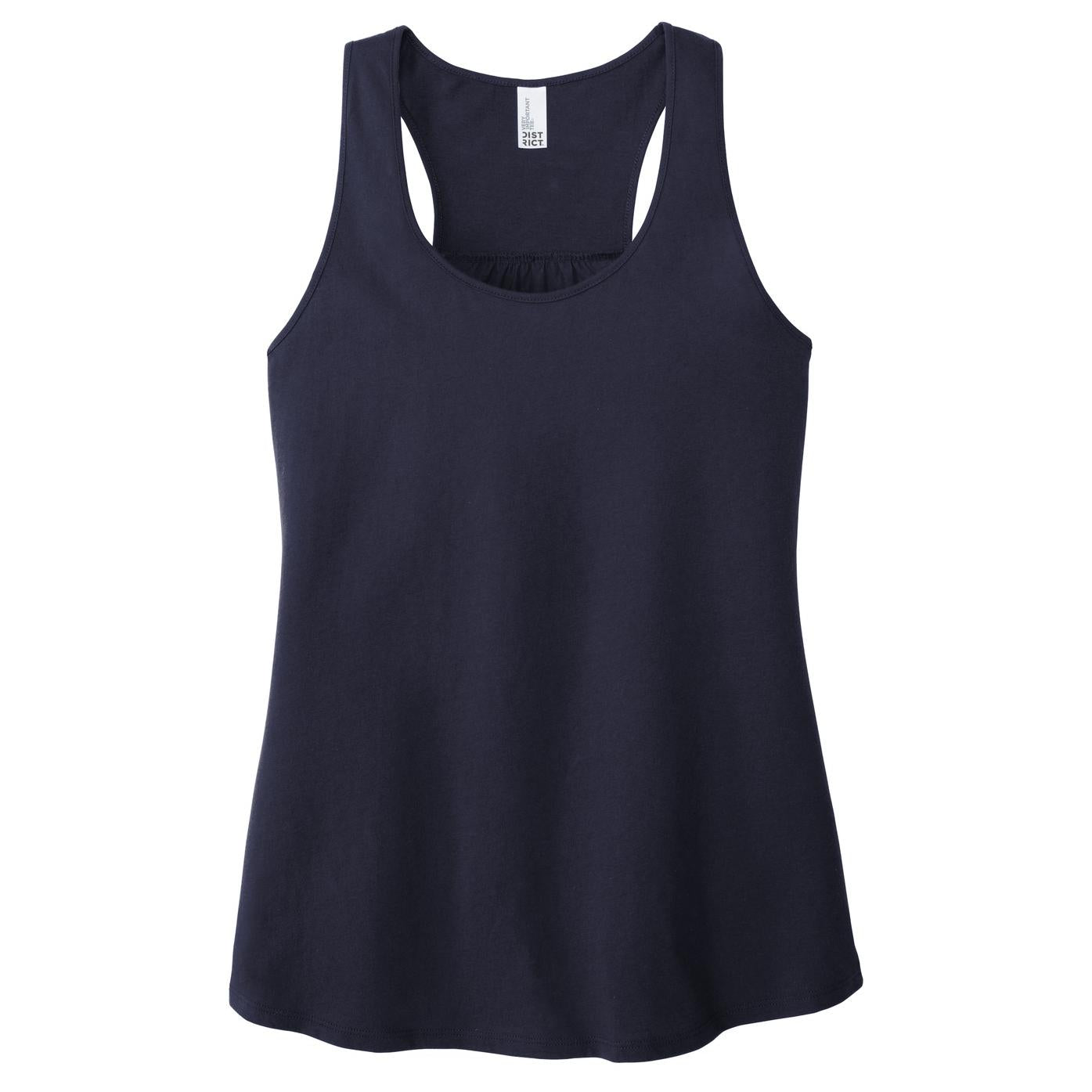 Black Tank Tops - District - Stylish Gathered Back - Cotton Blend