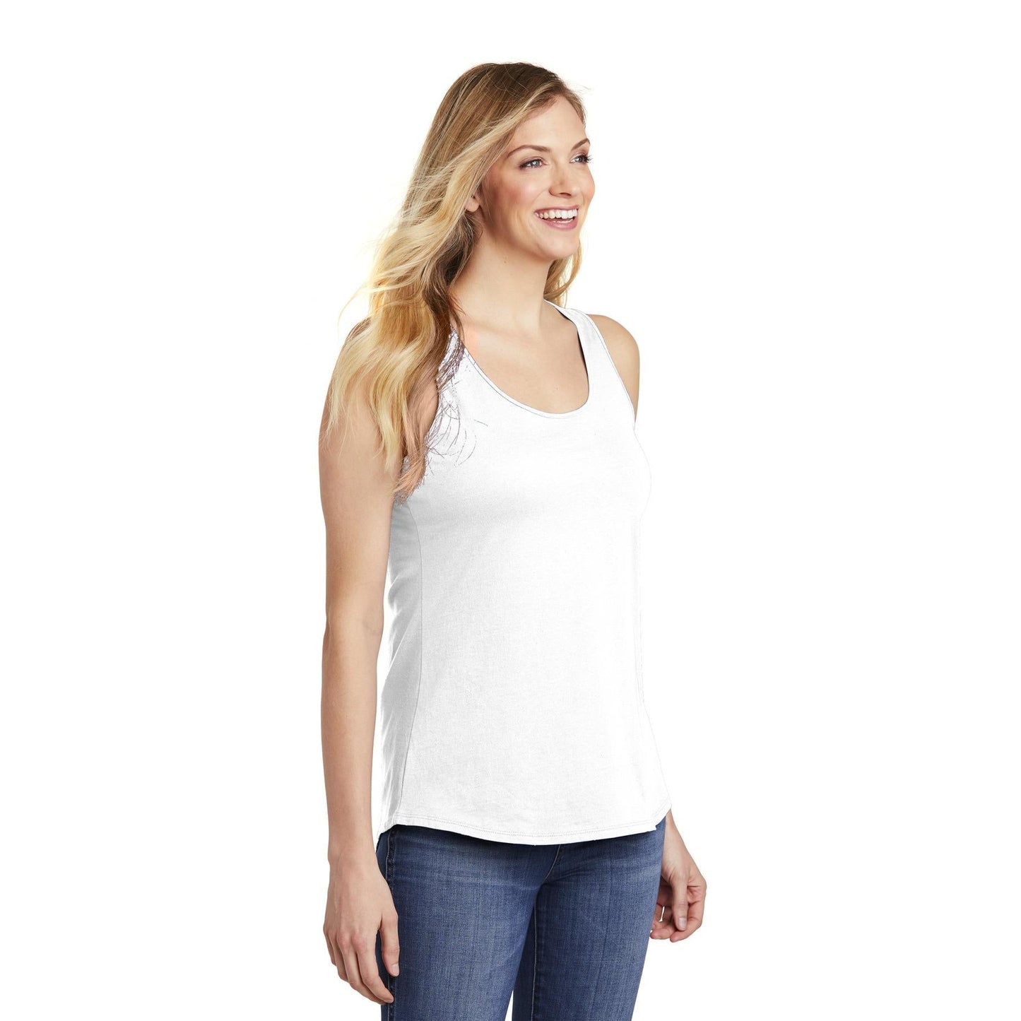 Black Tank Tops - District - Stylish Gathered Back - Cotton Blend