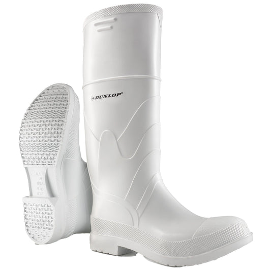 White Work Boots - Dunlop - PVC Steel Toe Safety