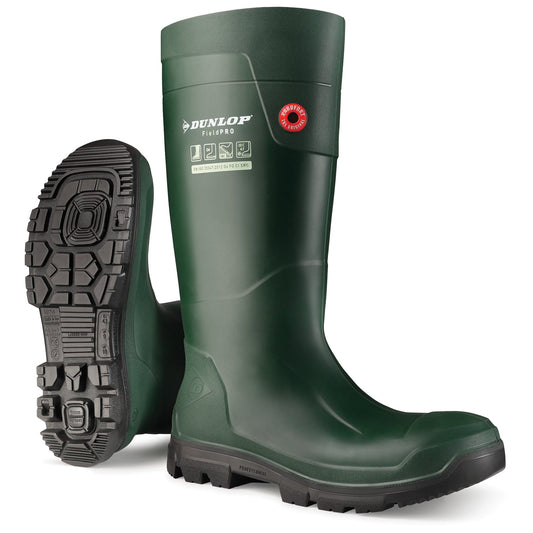 Green Work Boots - Dunlop - Waterproof and Slip Resistant