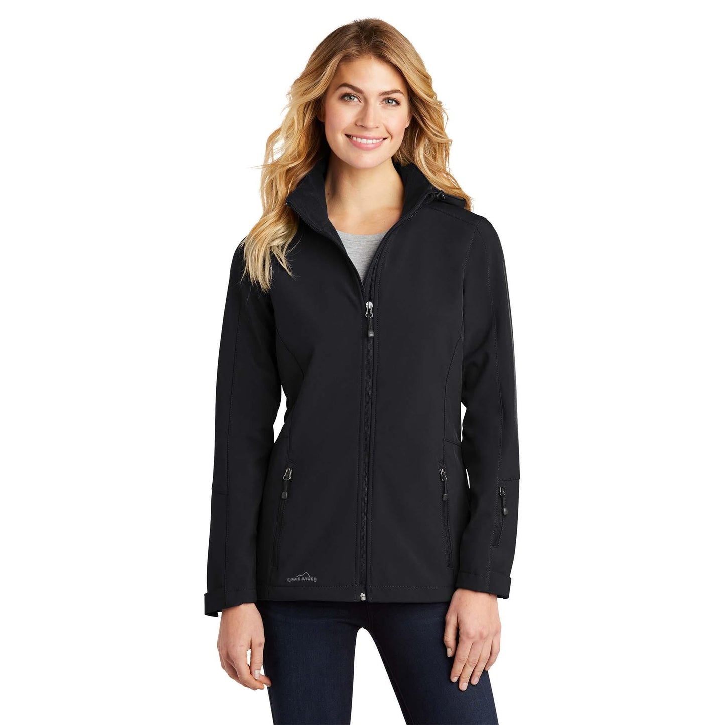 Black Hooded Jacket - Eddie Bauer - Soft Shell Design