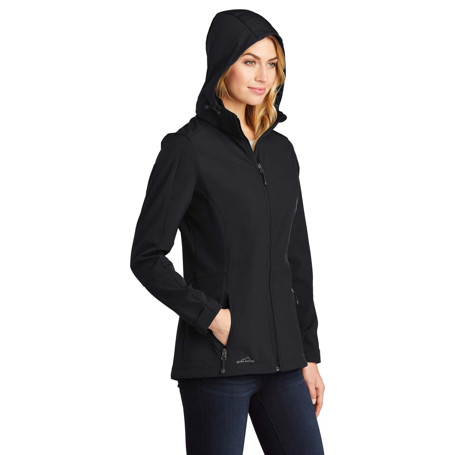 Black Hooded Jacket - Eddie Bauer - Soft Shell Design