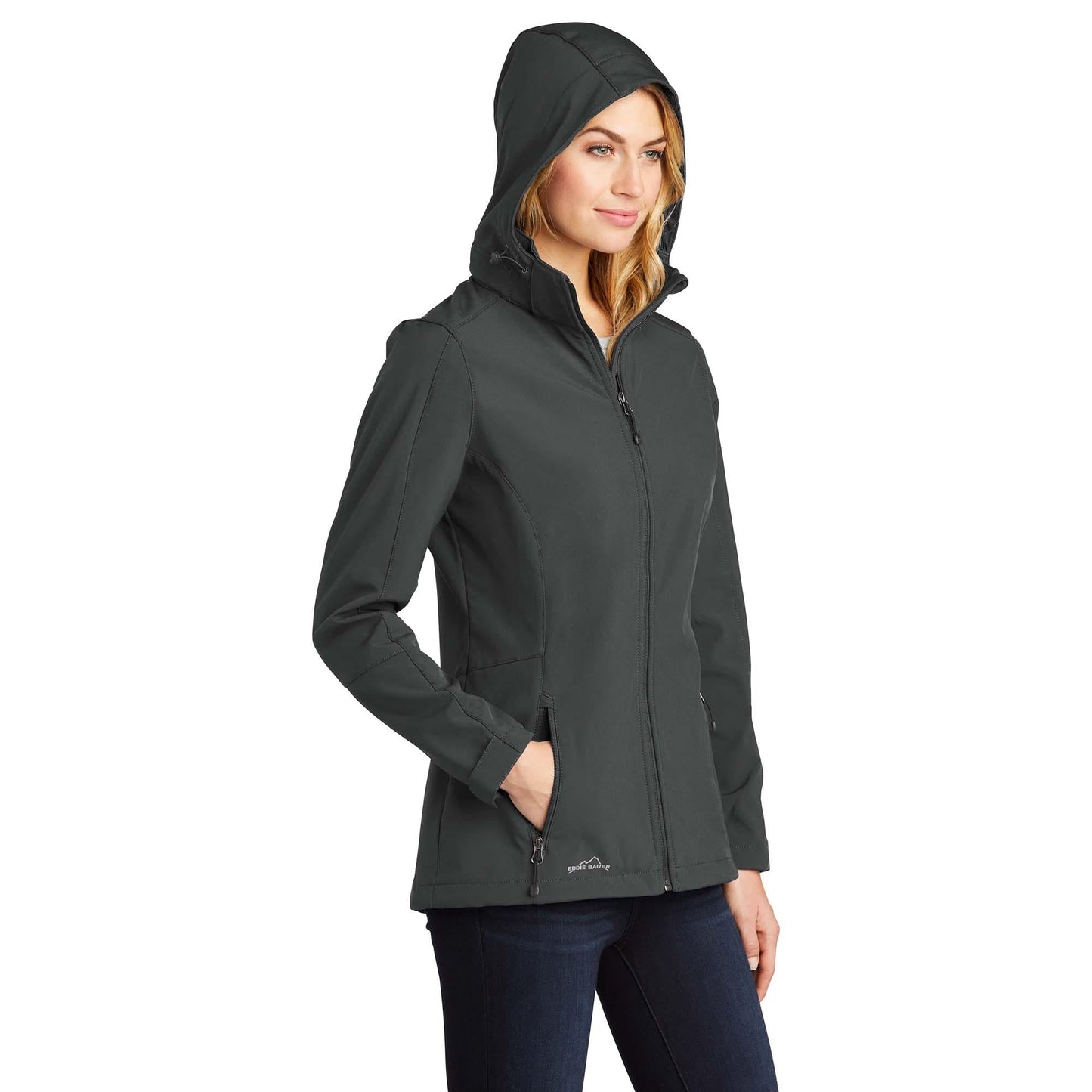 Black Hooded Jacket - Eddie Bauer - Soft Shell Design