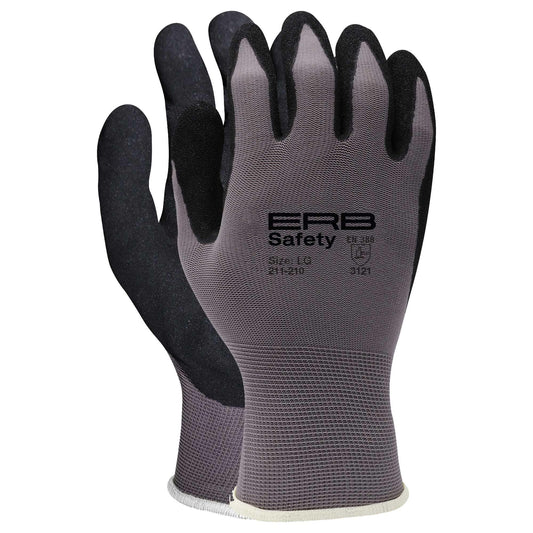 Gray String Knit Gloves - ERB by Delta Plus - Nitrile Grip