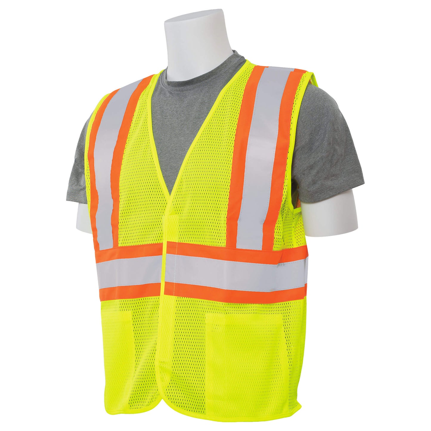 Yellow/Lime Safety Vests - ERB - Two-Tone Mesh Design