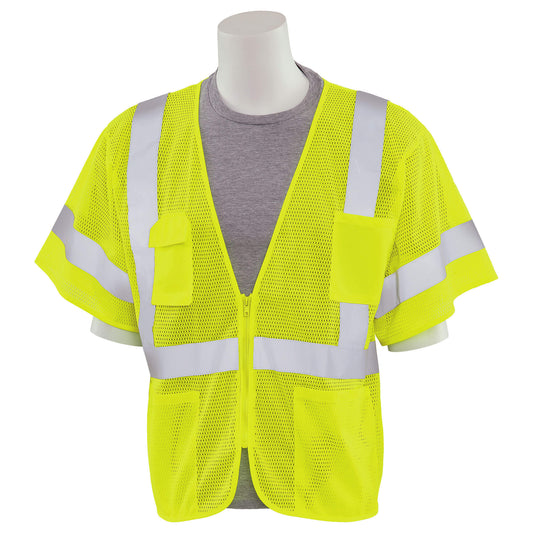 Yellow/Lime Safety Vests - ERB - Mesh with Zipper