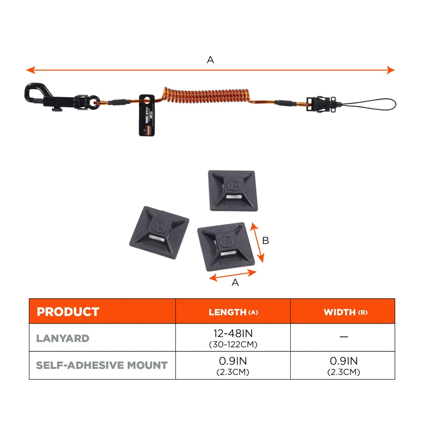 2lb/0.9kg Lanyards - Ergodyne - Durable Coil Design