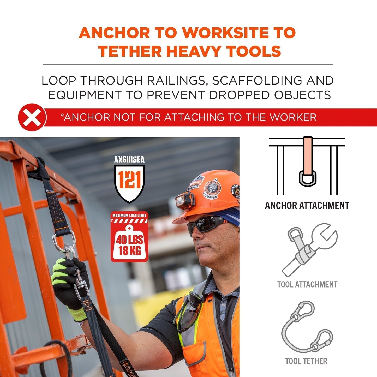 Black Anchors - Ergodyne - Durable Tool Lanyard
