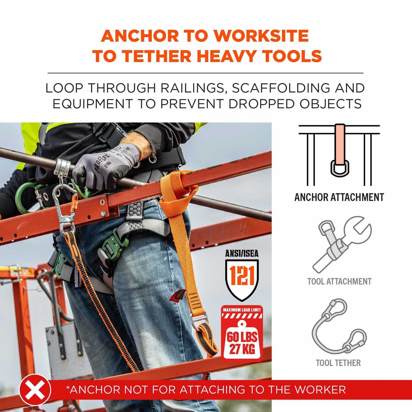 60lbs/27kg Tool Attachments - Ergodyne - Heavy-Duty Strap